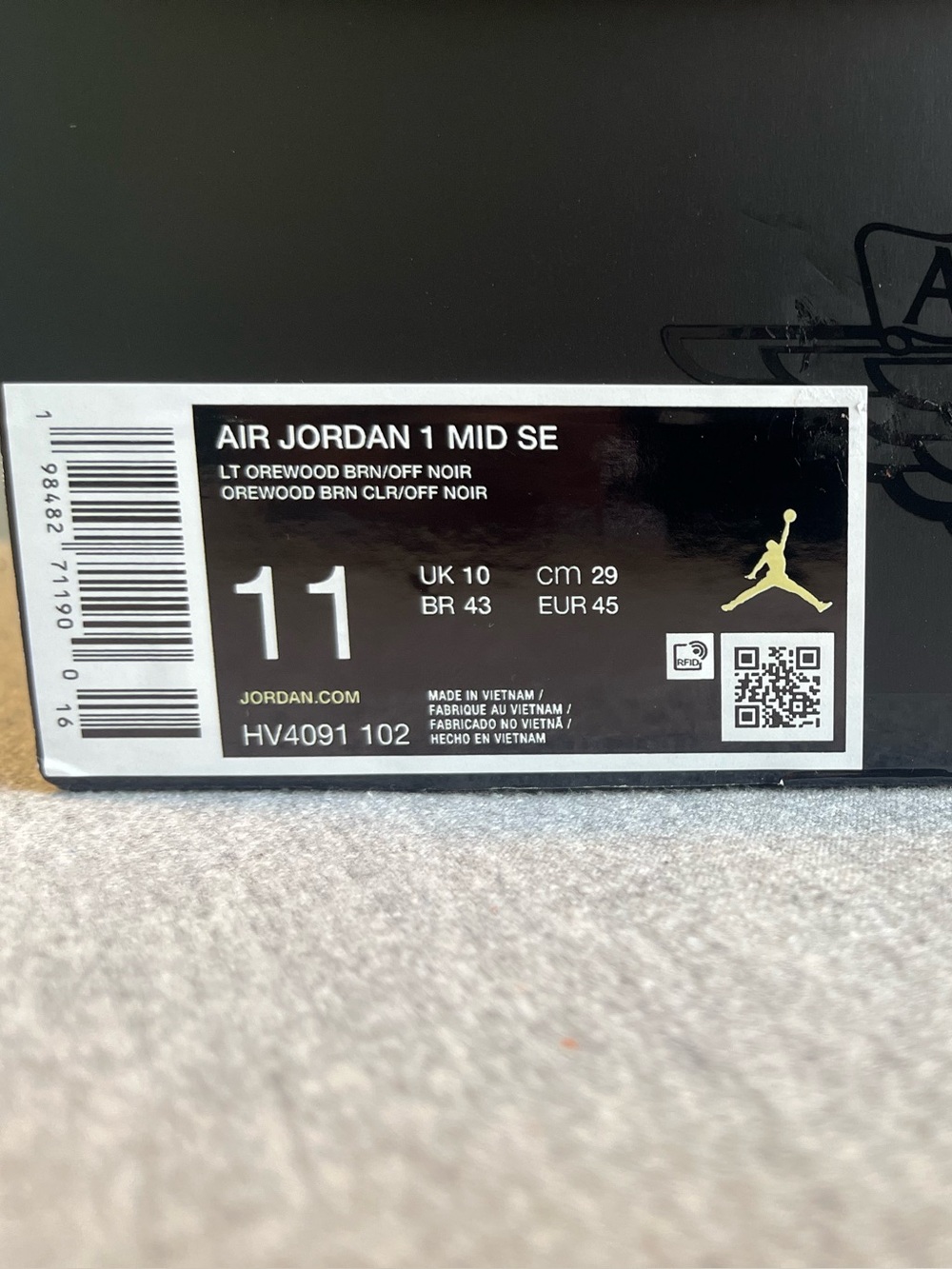 Nike Air Jordan 1 Mid SE Off Orewood Brown Off Noir Men’s Size 11 HV4091-102 - Picture 11 of 12